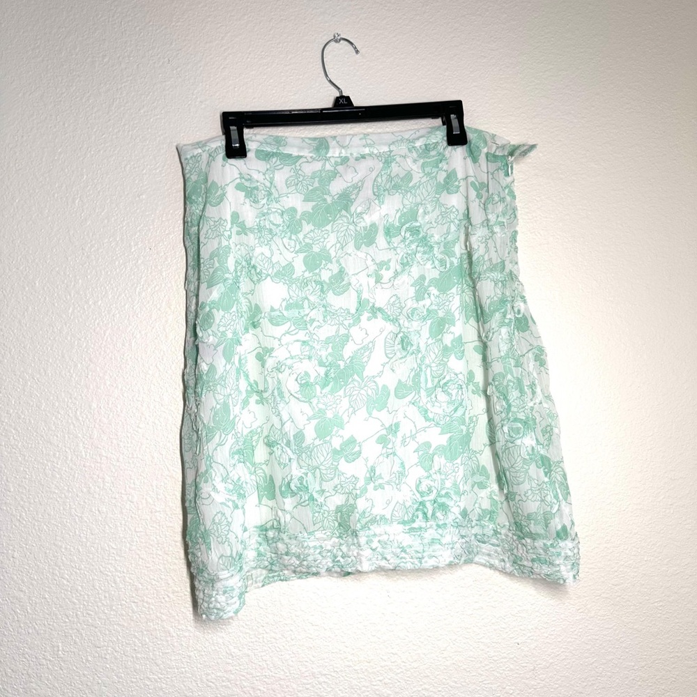 Max Studio Asymmetrical Mint Floral Skirt